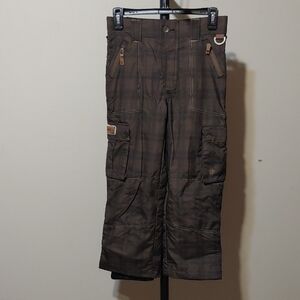 Allyance Youth Boys Cargo Snow Pants Dark Earth Plaid NWOT Size M
